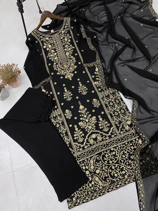 AK 293 Georgette Embroidered Pakistani Kurti Bottom With Dupatta Wholesale Onine